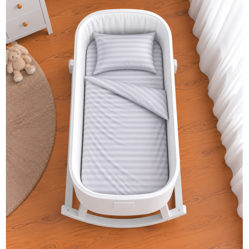 Комплект постельного белья в кроватку 90*110 Ranforce Elite 17-0600 Stripe White Gray - 1