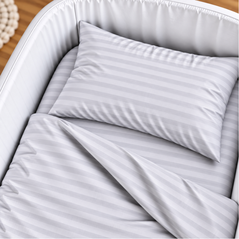 Комплект постельного белья в кроватку 90*110 Ranforce Elite 17-0600 Stripe White Gray - 2