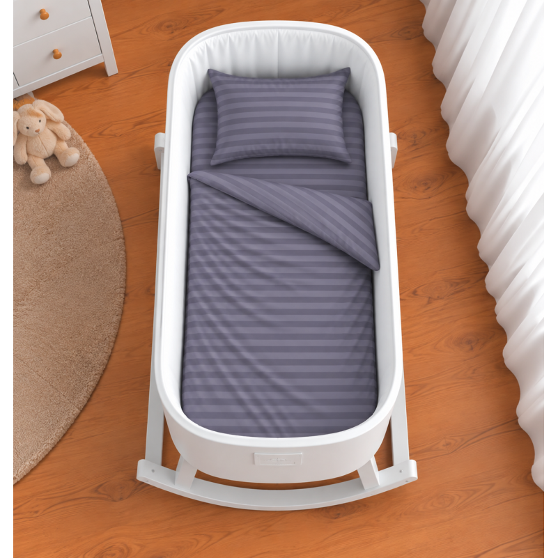 Комплект постельного белья в кроватку 90*110 Ranforce Elite 17-0601 Stripe Gray - 1