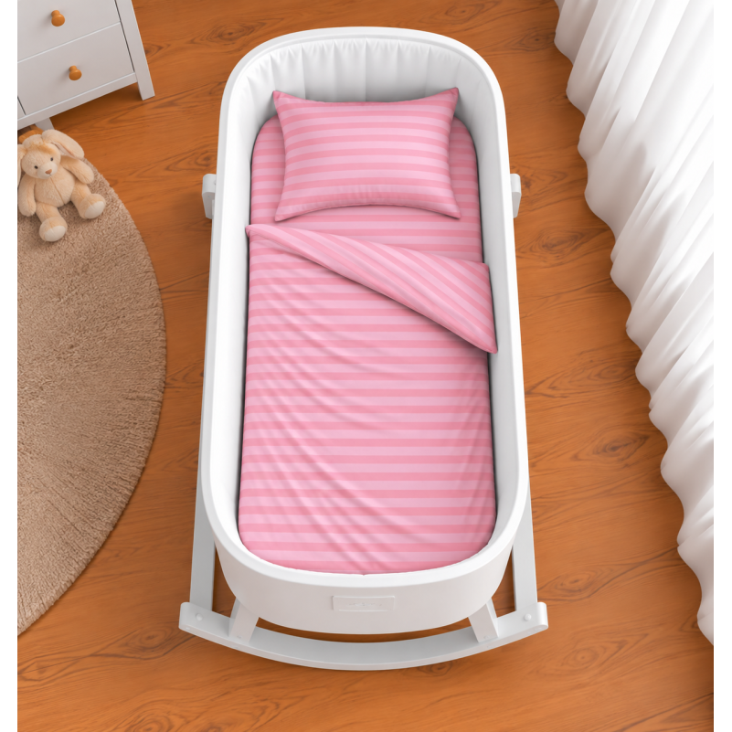 Комплект постельного белья в кроватку 90*110 Ranforce Elite 17-0607 Stripe Pink - 1