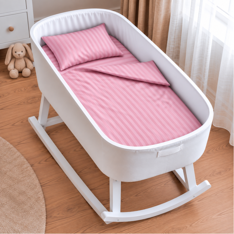Комплект постельного белья в кроватку 90*110 Ranforce Elite 17-0607 Stripe Pink