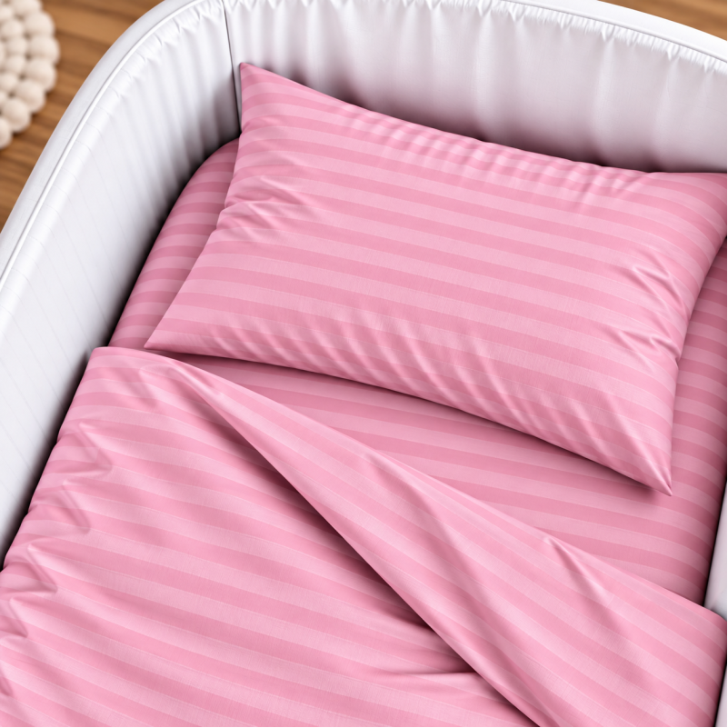 Комплект постельного белья в кроватку 90*110 Ranforce Elite 17-0607 Stripe Pink - 2