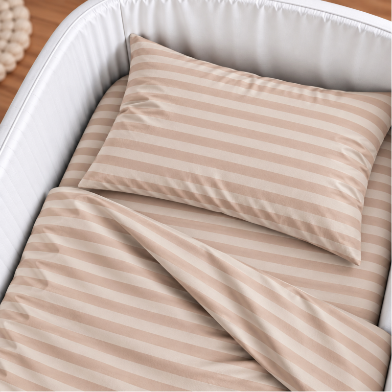 Комплект постельного белья в кроватку 90*110 Ranforce Elite 17-0610 Stripe Light Brown - 2