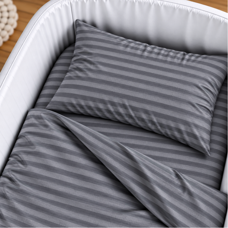 Комплект постельного белья в кроватку 90*110 Ranforce Elite 17-0611 Stripe Black - 2