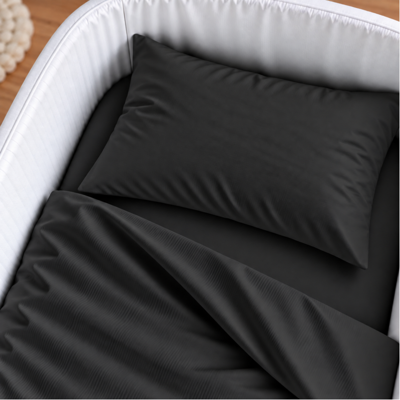 Комплект постельного белья в кроватку 90*110 Satin Light Pro 10-006 Black - 2