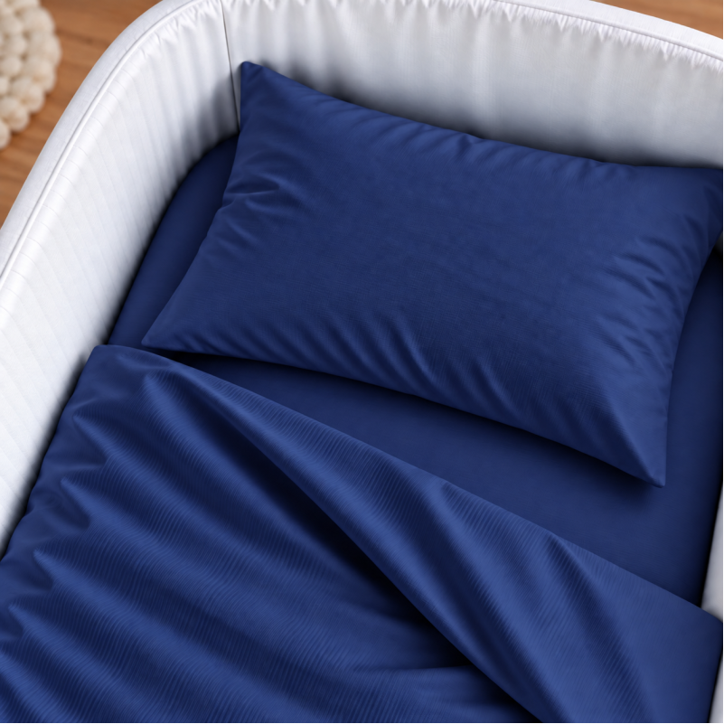 Комплект постельного белья в кроватку 90*110 Satin Light Pro 10-011 Dark Blue - 2