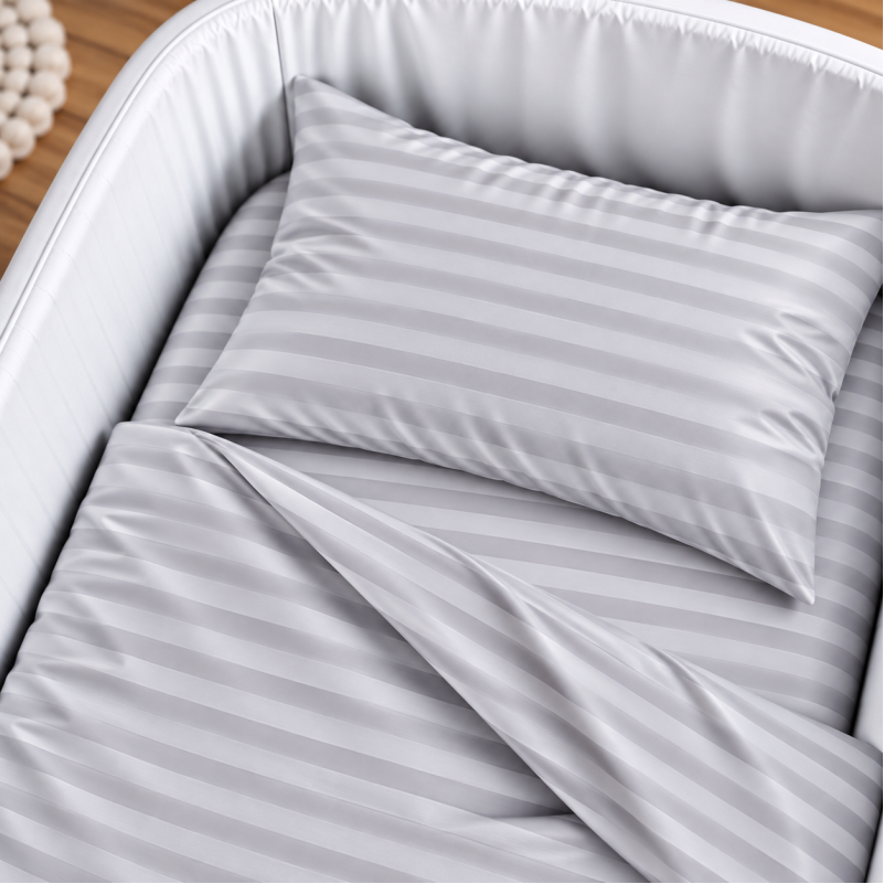 Комплект постельного белья в кроватку 90*110 Satin Stripe 30-0010 Light Gray - 2