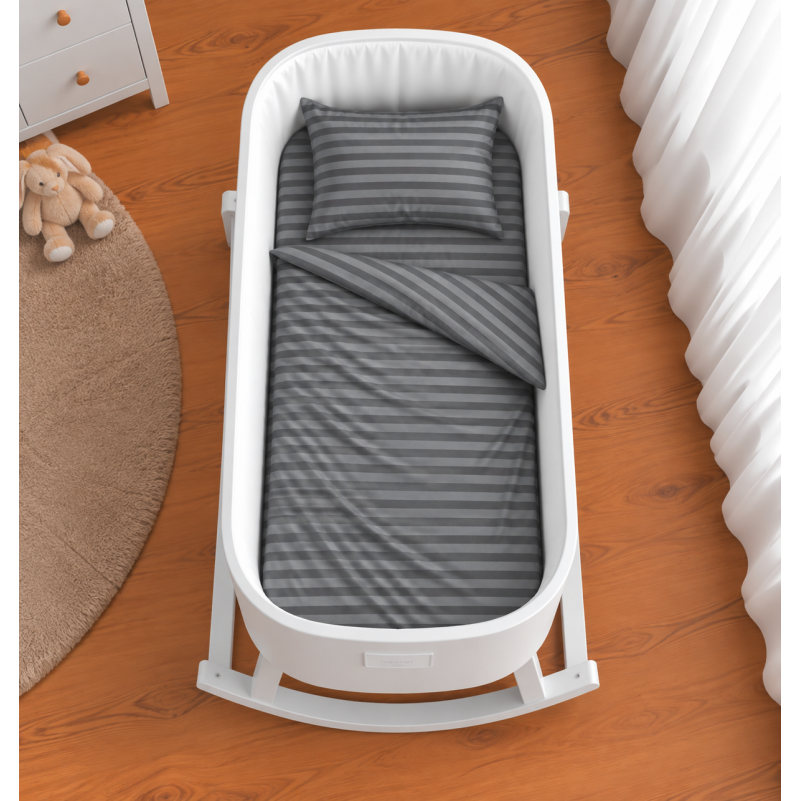 Комплект постельного белья в кроватку 90*110 Satin Stripe 30-0012 Dark Gray - 1
