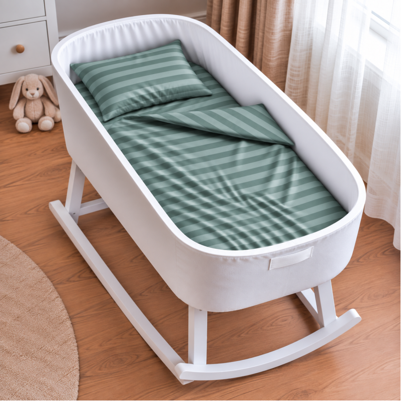 Комплект постельного белья в кроватку 90*110 Satin Stripe 30-0015 Green Wave
