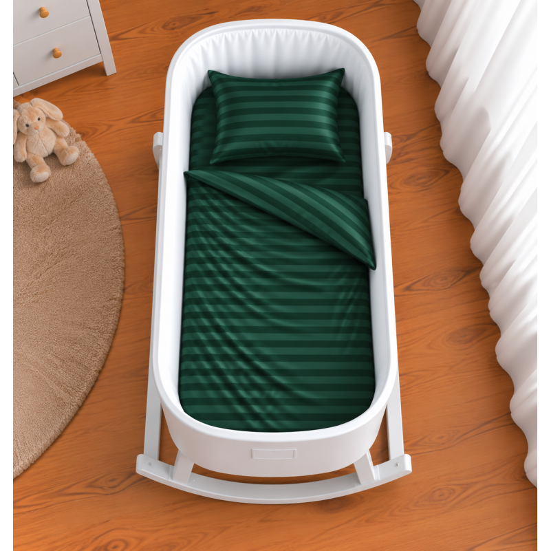 Комплект постельного белья в кроватку 90*110 Satin Stripe 30-0017 Green - 1
