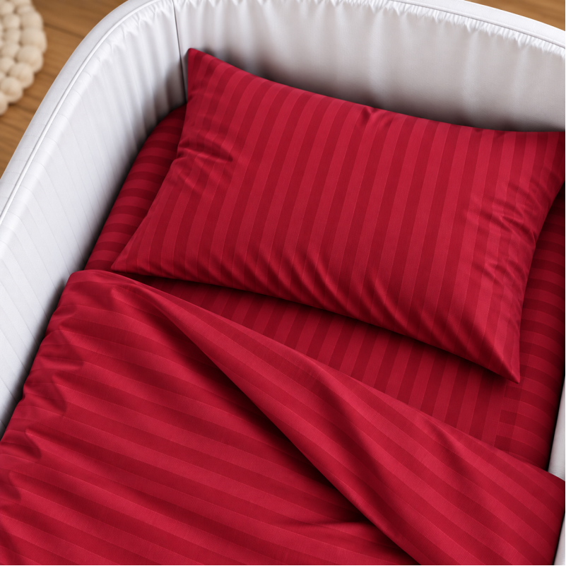Комплект постельного белья в кроватку 90*110 Satin Stripe 30-0018 Red - 3