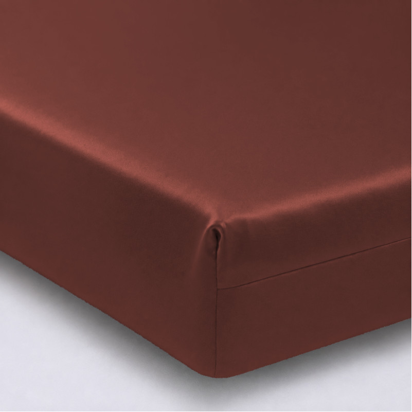 Простынь на резинке Satin Light Pro 10-021 Brick red  - высота 25 см (детские 10 см)