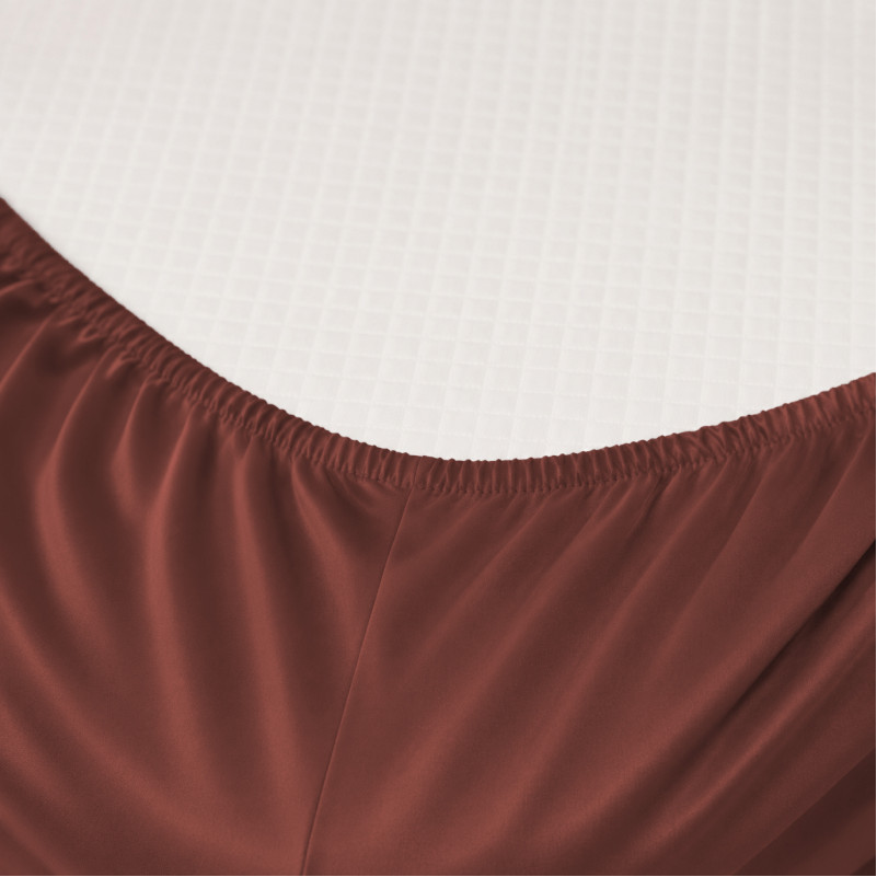 Простынь на резинке Satin Light Pro 10-021 Brick red  - высота 25 см (детские 10 см) - 1