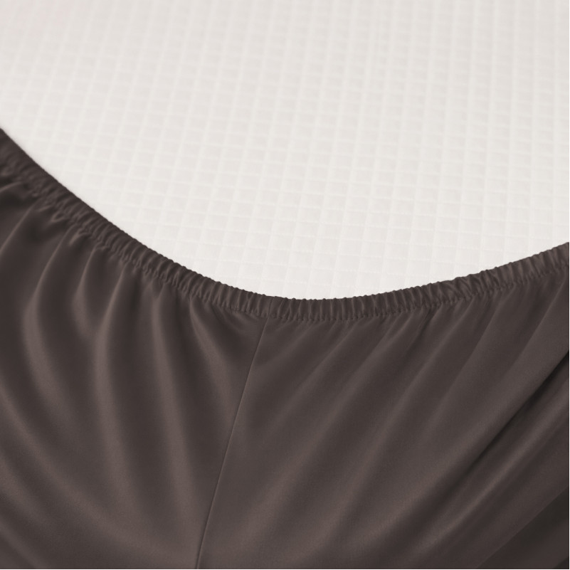 Простынь на резинке Satin Light Pro 10-010 Brown  - высота 25 см (детские 10 см) - 1