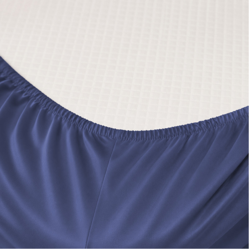 Простынь на резинке Satin Light Pro 10-011 Dark Blue  - высота 25 см (детские 10 см) - 1