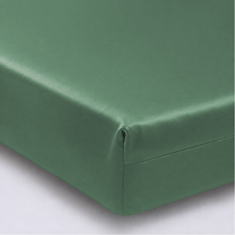 Простынь на резинке Satin Light Pro 10-017 Green Olive  - высота 25 см (детские 10 см)