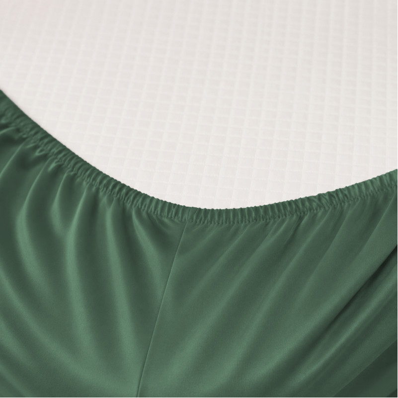 Простынь на резинке Satin Light Pro 10-017 Green Olive  - высота 25 см (детские 10 см) - 1
