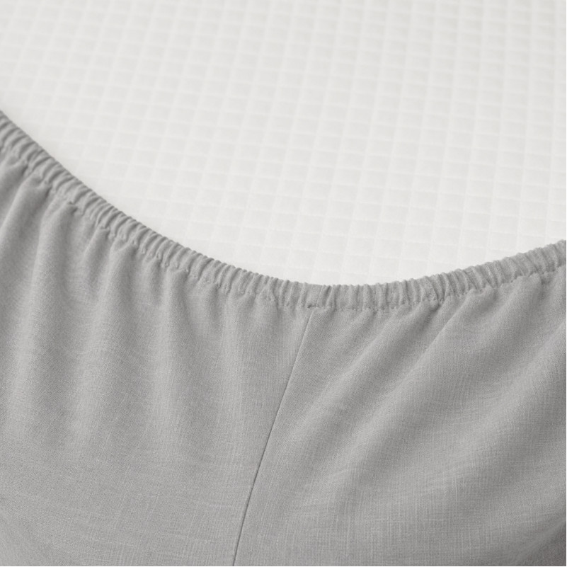 Простынь на резинке Лен Natural Linen "Caspian" - высота 25 см (детские 10 см) - 1