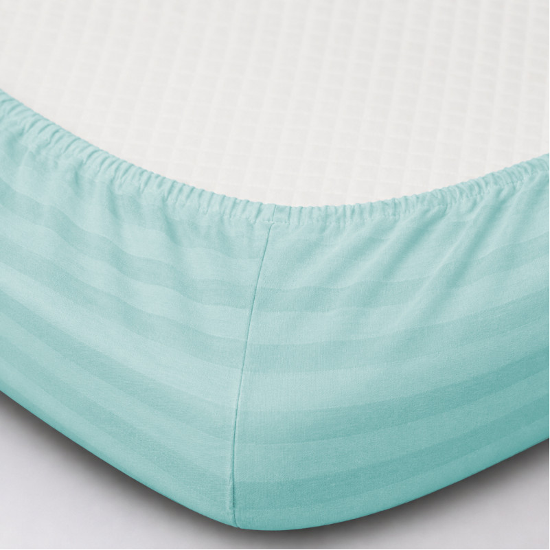 Простирадло на гумці Satin Stripe 30-0013 Azure - 1