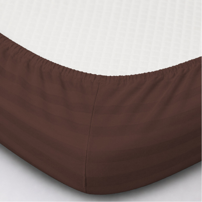 Простирадло на гумці Satin Stripe 30-0006 Dark Brown - 1