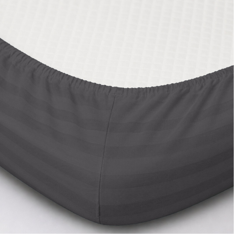 Простирадло на гумці Satin Stripe 30-0012 Dark Gray - 1