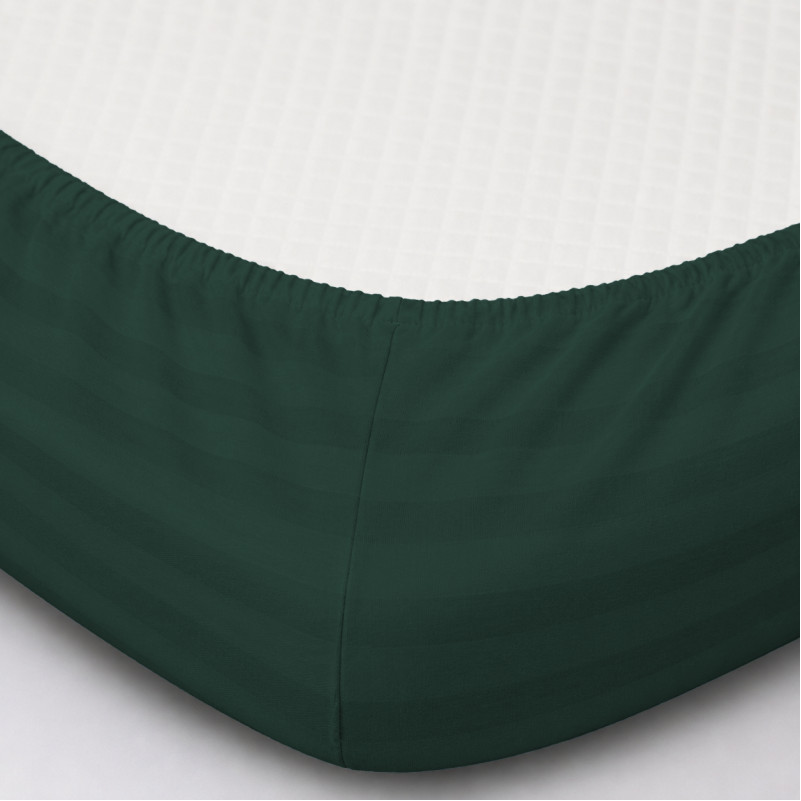 Простирадло на гумці Satin Stripe 30-0017 Green - 1