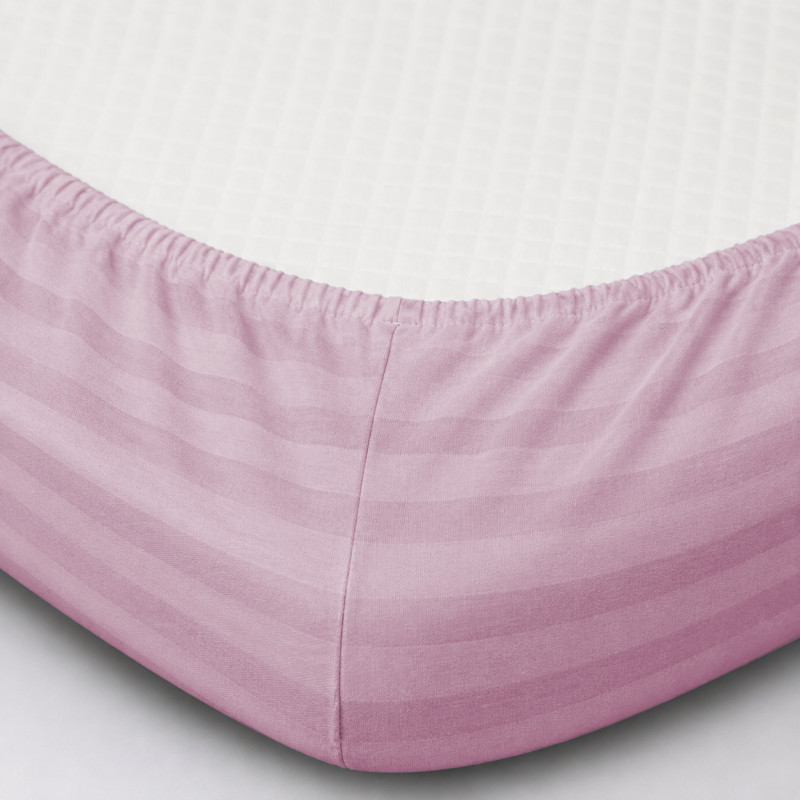 Простирадло на гумці Satin Stripe 30-0007 Pink - 1