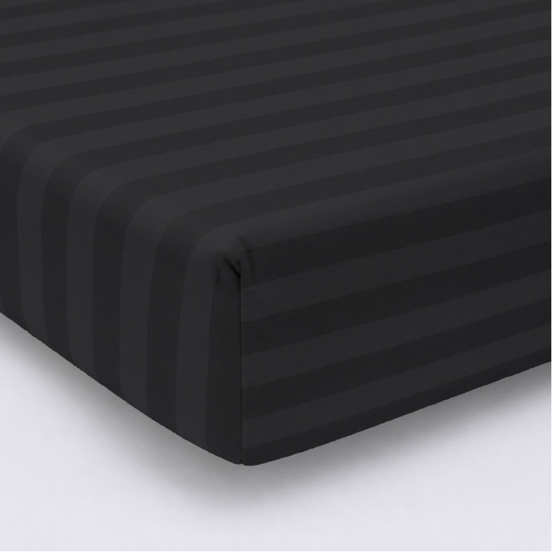 Простирадло Ranforce Elite 17-0611 Stripe Black на резинці висота 25 см (дитячі 10 см)
