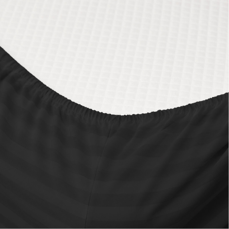 Простирадло Ranforce Elite 17-0611 Stripe Black на резинці висота 25 см (дитячі 10 см) - 1