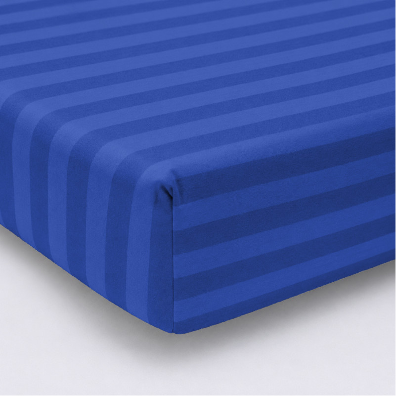 Простирадло Ranforce Elite 17-0609 Stripe Blue на резинці висота 25 см (дитячі 10 см)