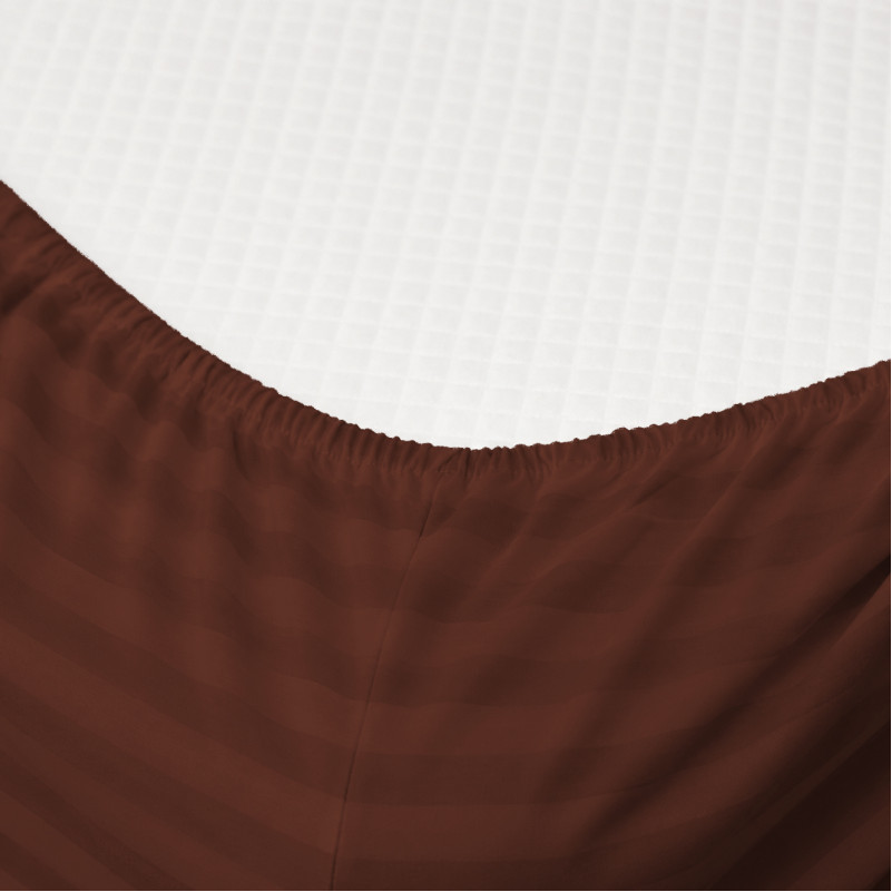 Простирадло Ranforce Elite 17-0617 Stripe Brown на резинці висота 25 см (дитячі 10 см) - 1