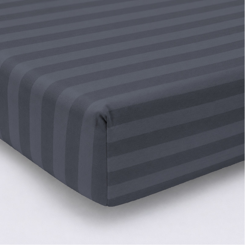 Простирадло Ranforce Elite 17-0601 Stripe Gray на резинці висота 25 см (дитячі 10 см)