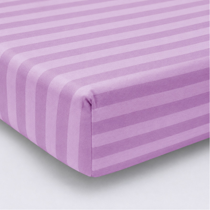 Простирадло Ranforce Elite 17-0618 Stripe Purple на резинці висота 25 см (дитячі 10 см)