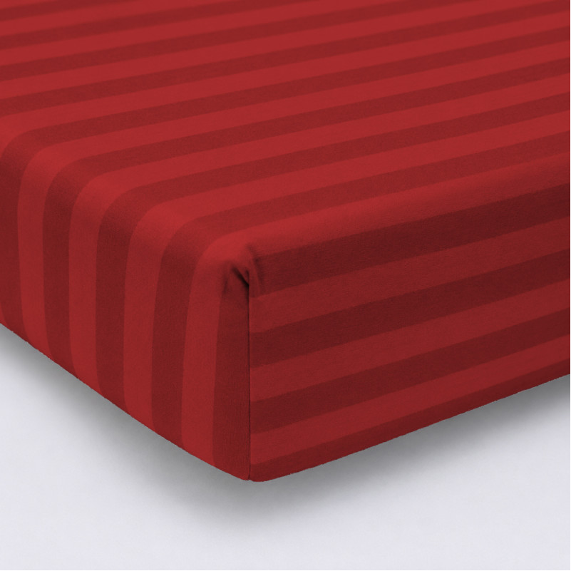 Простирадло на гумці Бязь 17-0608 Stripe Red висота 25 см (дитячі 10 см)