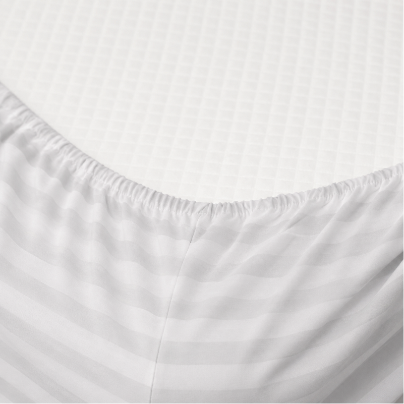 Простирадло на гумці (БЯЗЬ) 17-0600 Stripe White Gray - высота 25 см (детские 10 см) - 1