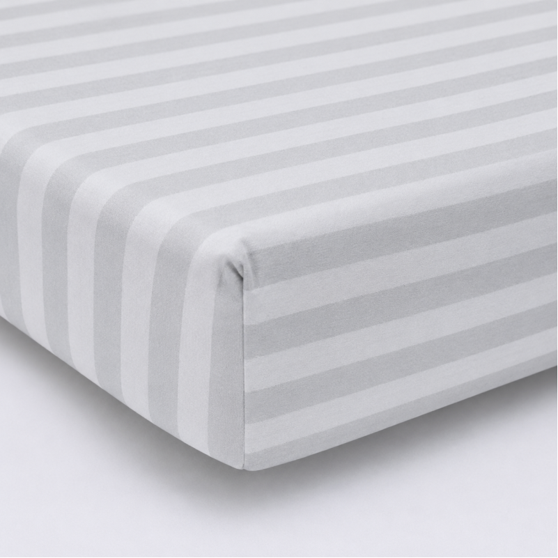 Простирадло на гумці (БЯЗЬ) 17-0600 Stripe White Gray - высота 25 см (детские 10 см)