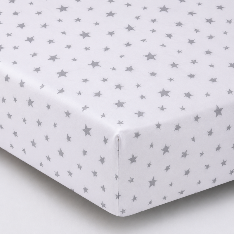 Простирадло на гумці Фланель 016 "White Stars" висота 25 см (дитячі 10 см)