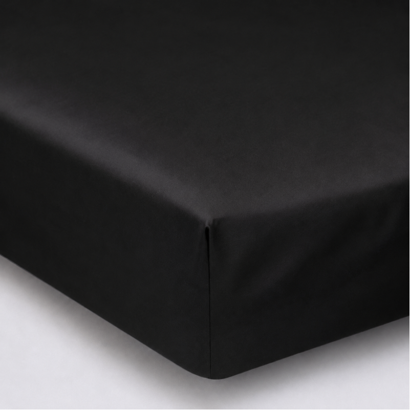 Простирадло на гумці Poplin Line "099 Black" - висота 25 см (дитячі 10 см)
