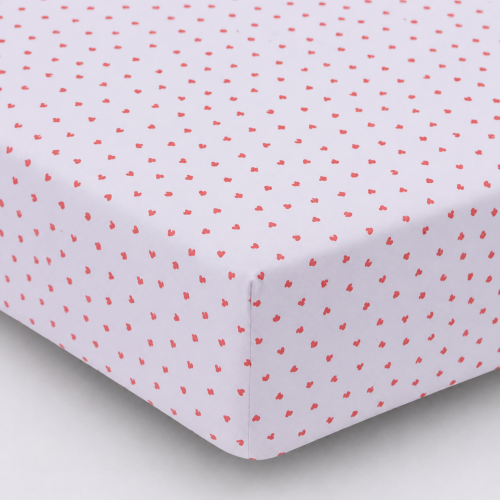 Простирадло на гумці Poplin Line Kids Time 01 "Little Hearts" - висота 25 см (дитячі 10 см) - 1