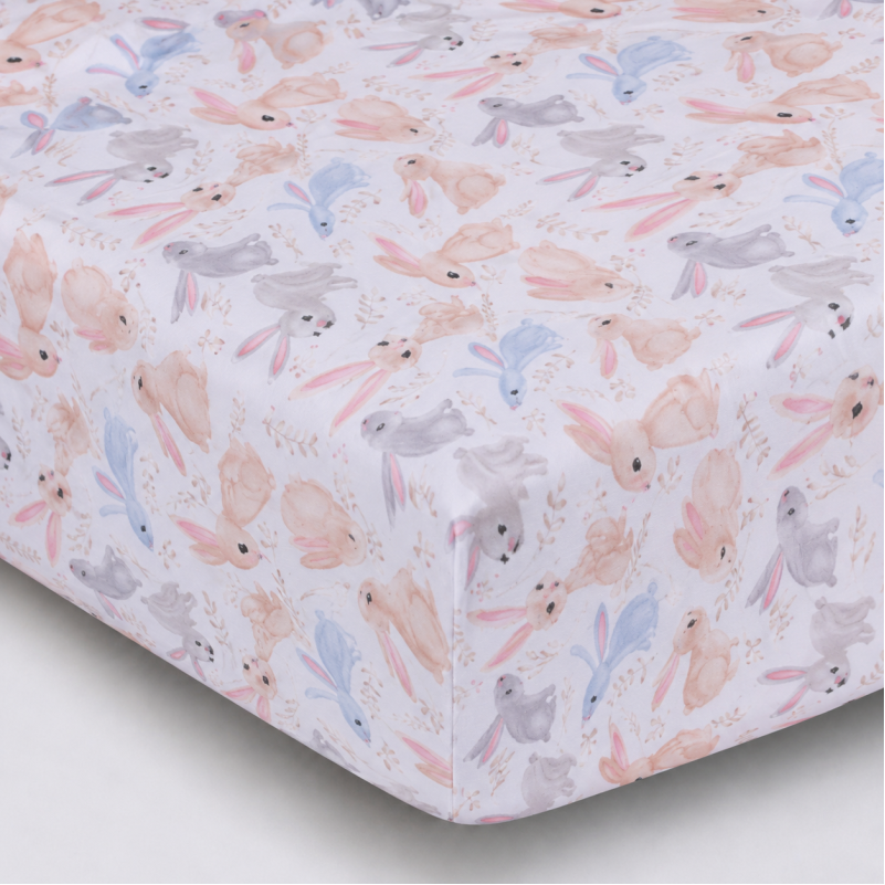 Простирадло на гумці Poplin Line Kids Time 07 "Rabbits" - висота 25 см (дитячі 10 см)