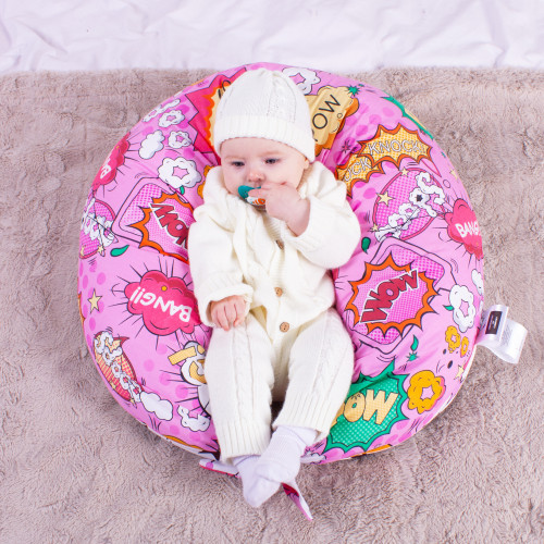 Подушка для беременных и кормления №8324 Print Line 17-0512 Bombs pink EcoSilk бязь