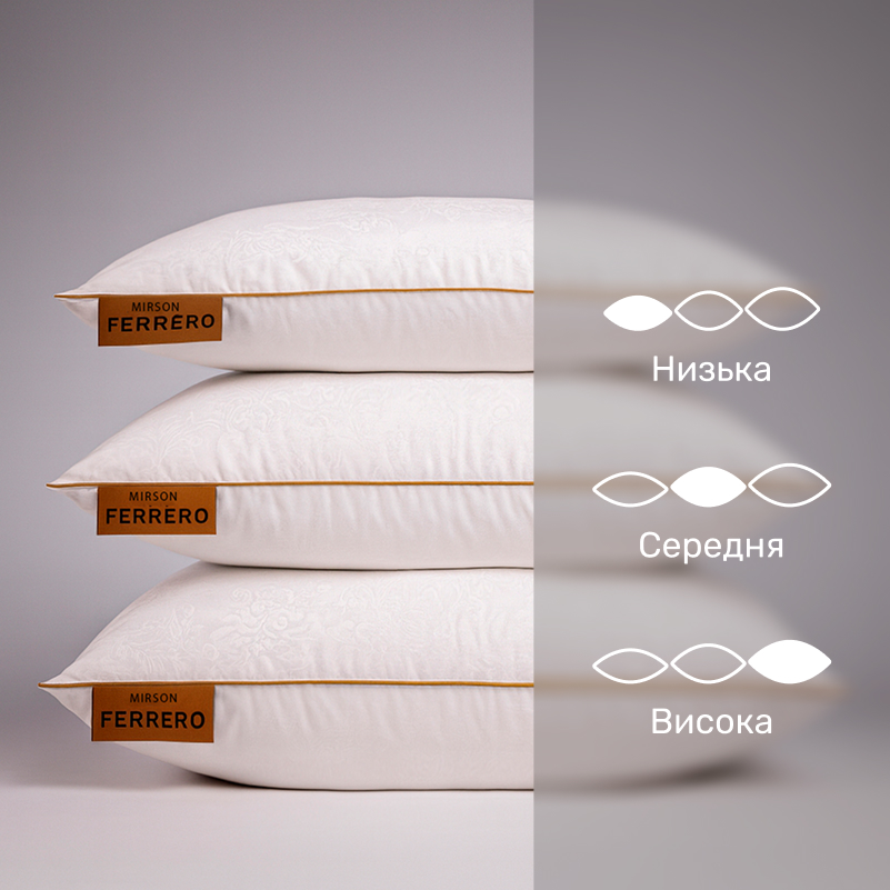 Подушка пуховая 90% белый пух Standart / 10% перо №15-04 Ferrero Vanilla (низкая) - 3