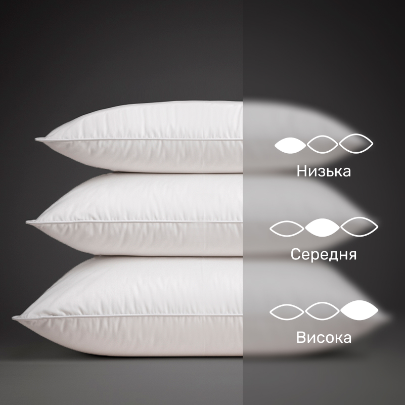 Подушка пуховая Raffaello №102 90% серый пух Standart  / 10% перо тик (упругая) - 3