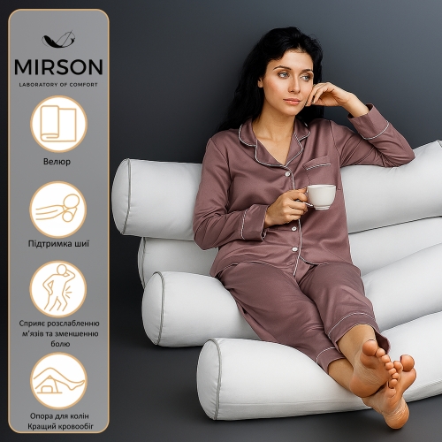 Подушка-валик №8126 Velvet Line 28-0001 White EcoSilk - 2