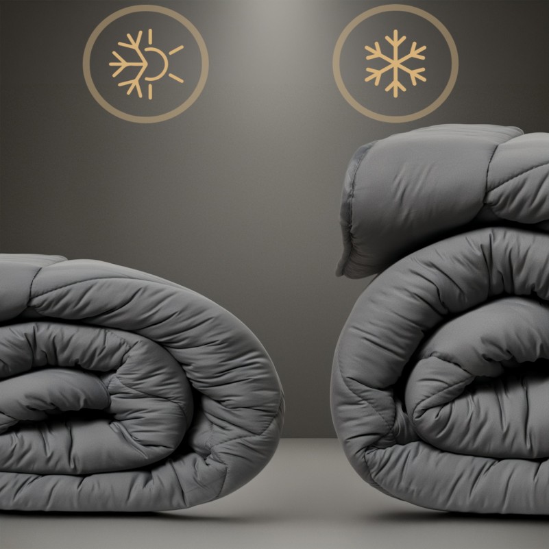 Ковдра вовняна Eco Light Blue/Gray №1640, 9001 вовна мікросатин (супер тепла) - 12