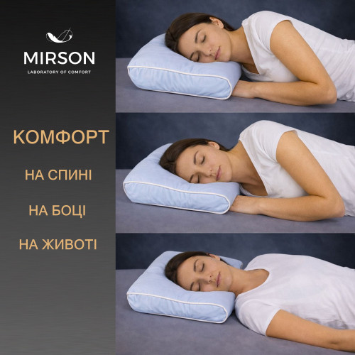 Подушка ортопедична (стружка Memory) №4154 Delicate satin 0842 Light Blue 49*32*10,5 см - 5