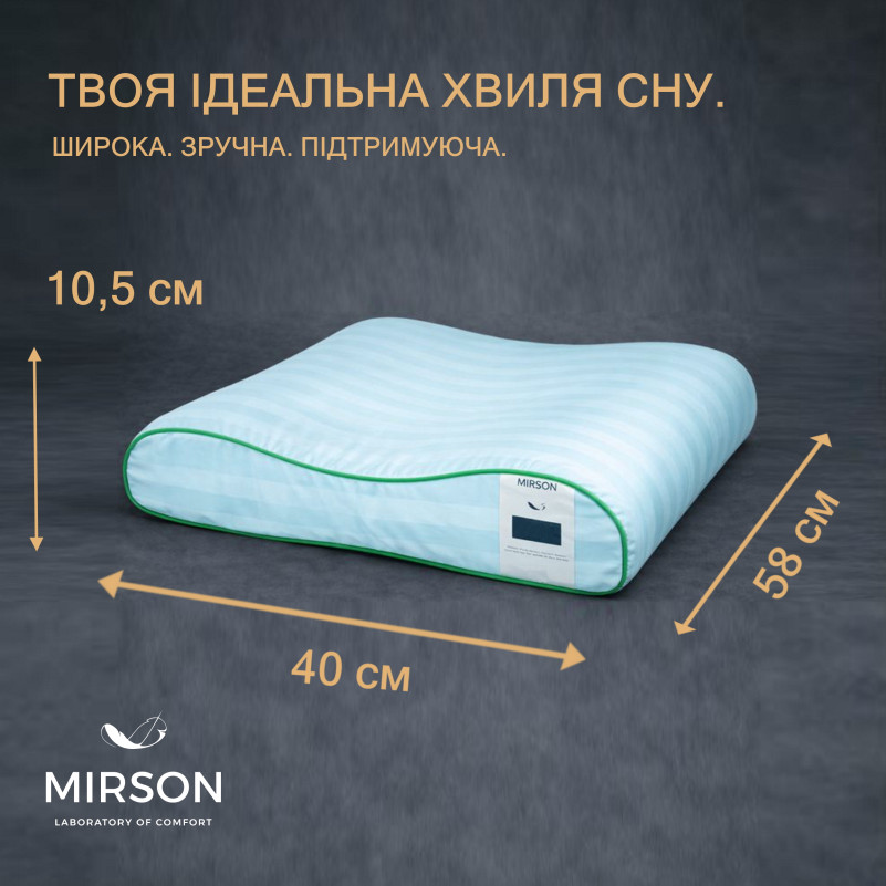 Подушка ортопедическая (стружка Memory) №4246 Satin Stripe 30-0014 Mint 58*40*10,5 см