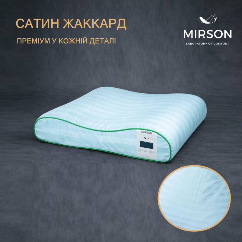 Подушка ортопедическая (стружка Memory) №4246 Satin Stripe 30-0014 Mint 58*40*10,5 см - 2