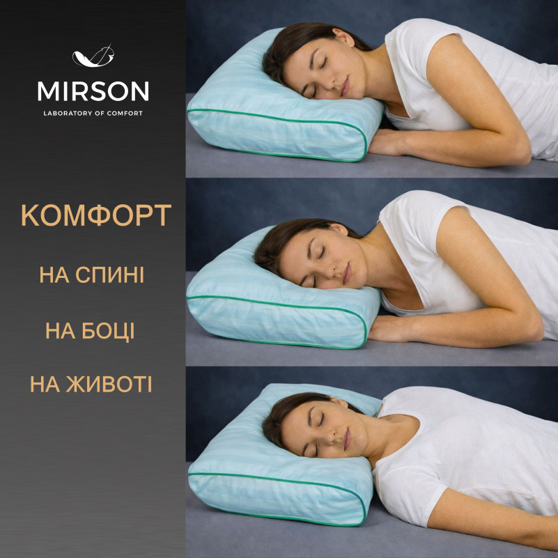 Подушка ортопедическая (стружка Memory) №4246 Satin Stripe 30-0014 Mint 58*40*10,5 см - 4