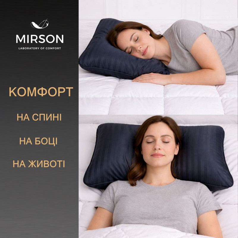 Подушка ортопедическая (стружка Memory) №4029 Satin Stripe 30-0021 Dark Blue Women 59*43*10 см - 4